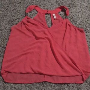 Pink tank top with silver accents